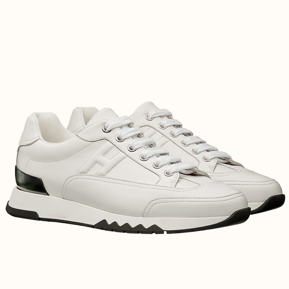 Hermes Trail Sneakers In White Calfskin Leather TDSS13239