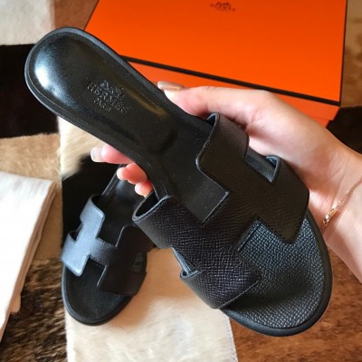 Hermes Oasis Slide Sandals 50mm In Black Epsom Calfskin TDSS13242