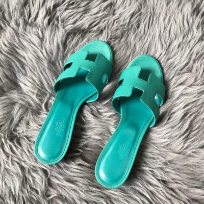 Hermes Oasis Slide Sandals 50mm In Vert Verone Epsom Calfskin TDSS13268