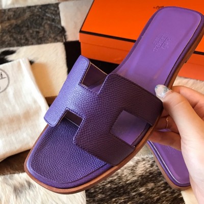 Hermes Oran Slide Sandals In Crocus Epsom Calfskin TDSS13329