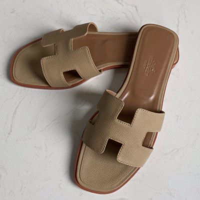 Hermes Oran Slide Sandals In Trench Epsom Calfskin TDSS13375