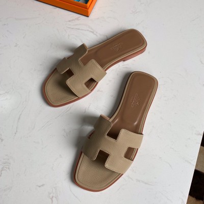 Hermes Oran Slide Sandals In Trench Epsom Calfskin TDSS13375