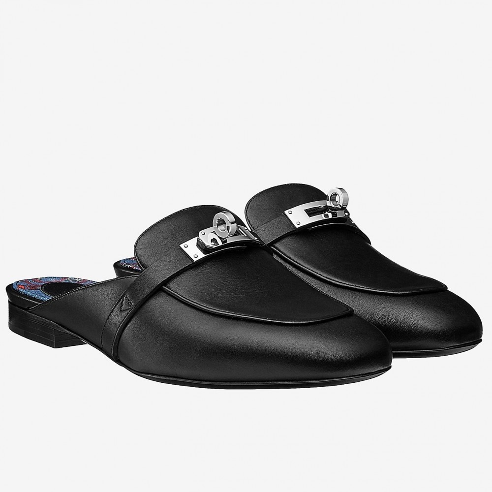 Hermes Oz Mules In Black Calfskin TDSS13390