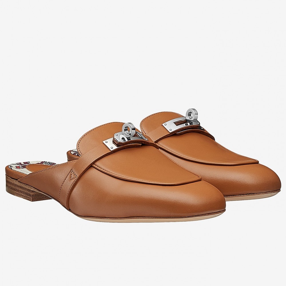 Hermes Oz Mules In Caramel Calfskin TDSS13392