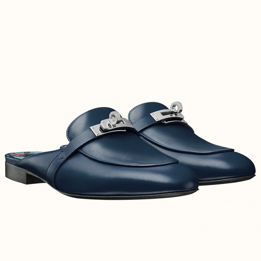 Hermes Oz Mules In Dark Blue Calfskin TDSS13393