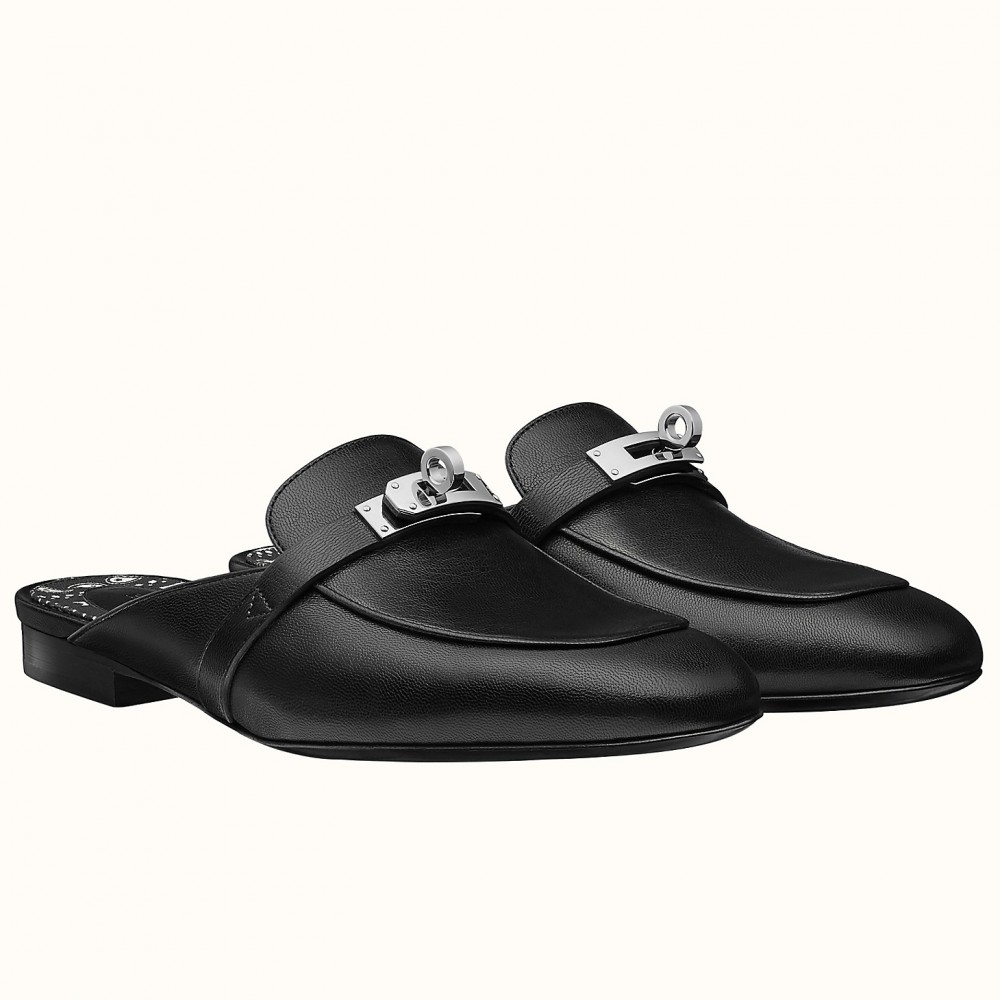 Hermes Oz Mules In Noir Calfskin TDSS13394