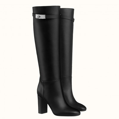 Hermes Story Boots In Black Calfskin Leather TDSS13400