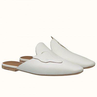 Hermes Tangeria Mules In White Calfskin TDSS13406