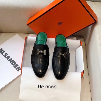 Hermes Trocadero Mules In Black Goatskin TDSS13409