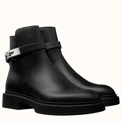 Hermes Veo Ankle Boots In Black Calfskin TDSS13415