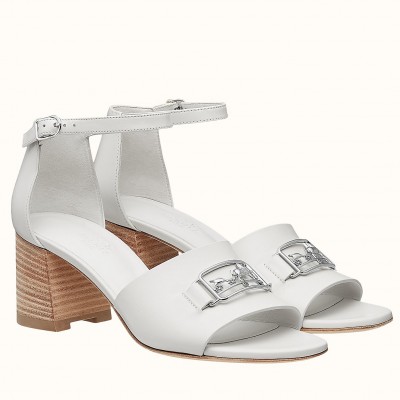 Hermes Viaggio 60MM Sandals In White Calfskin TDSS13418