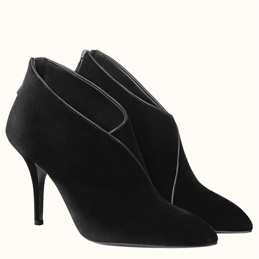 Hermes Virginia Ankle Boots In Black Velvet TDSS13425