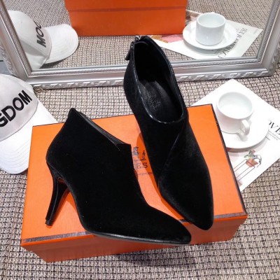 Hermes Virginia Ankle Boots In Black Velvet TDSS13425