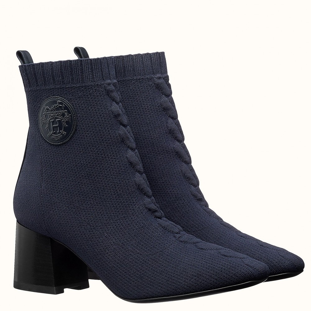 Hermes Volver 60 Ankle Boot In Blue Knit TDSS13427