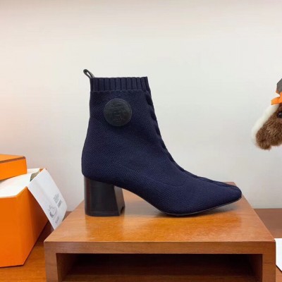 Hermes Volver 60 Ankle Boot In Blue Knit TDSS13427