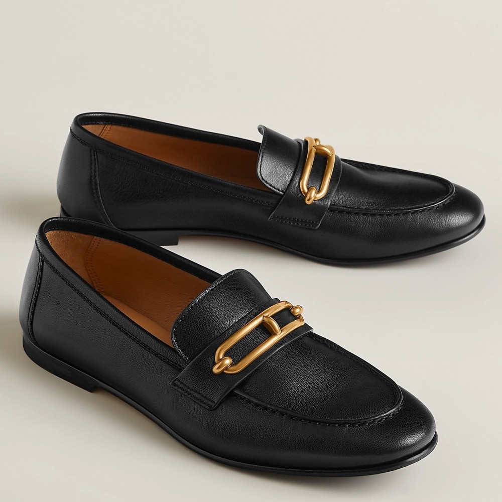 Hermes Colette Loafers in Black Leather TDSS13444