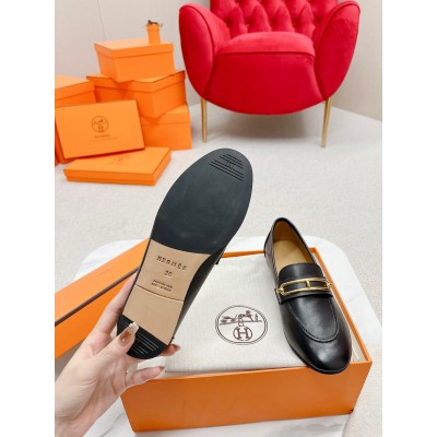 Hermes Colette Loafers in Black Leather TDSS13444