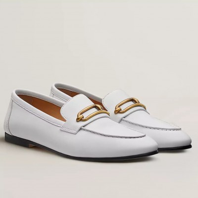 Hermes Colette Loafers in White Leather TDSS13446