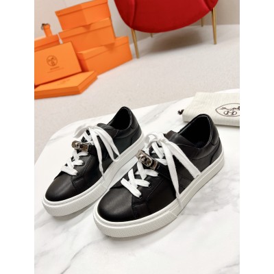 Hermes Day Sneakers in Black Leather TDSS13447