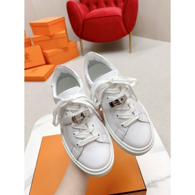 Hermes Day Sneakers in White Leather TDSS13449