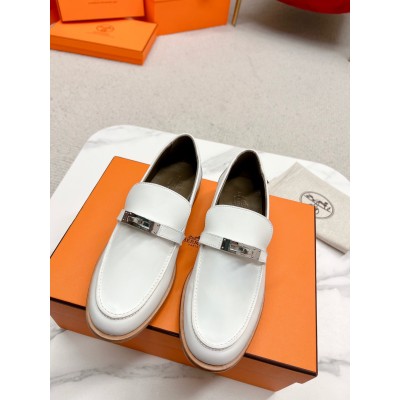 Hermes Destin Loafers in White Leather TDSS13453