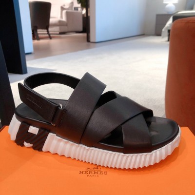 Hermes Electric Sandals in Black Leather TDSS13055