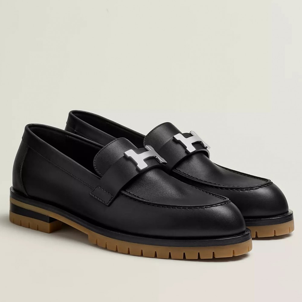 Hermes Faubourg Loafers in Black Leather TDSS13454