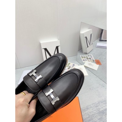 Hermes Faubourg Loafers in Black Leather TDSS13454