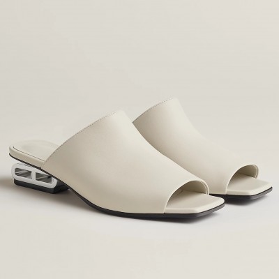 Hermes Idole Sandals in White Leather TDSS13458