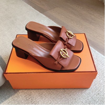 Hermes Ilot 50 Sandals in Brown Leather TDSS13460