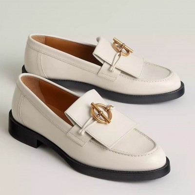 Hermes Impact Loafers in White Leather TDSS13464