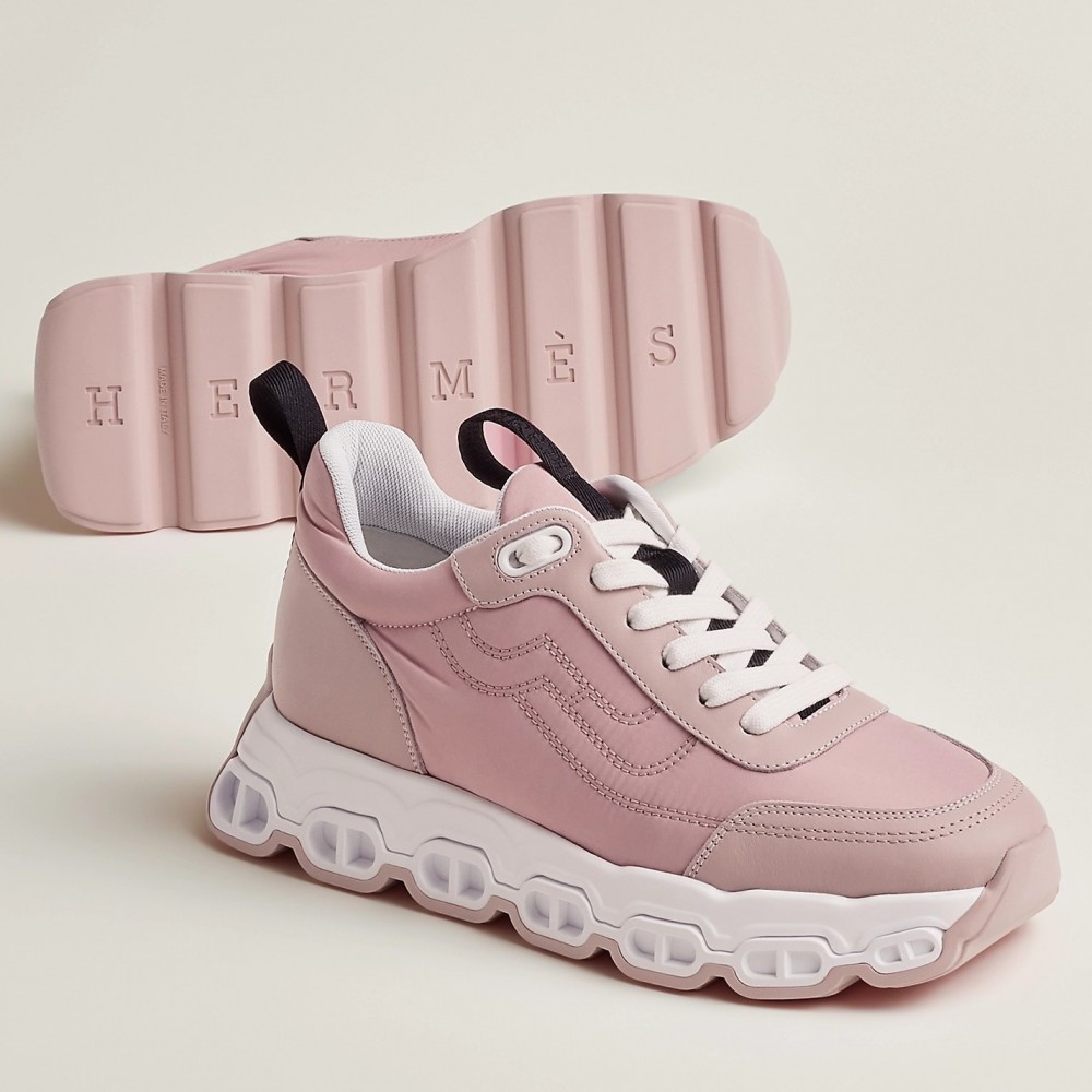 Hermes Impulse Sneakers in Pink Fabric and Leather TDSS13465