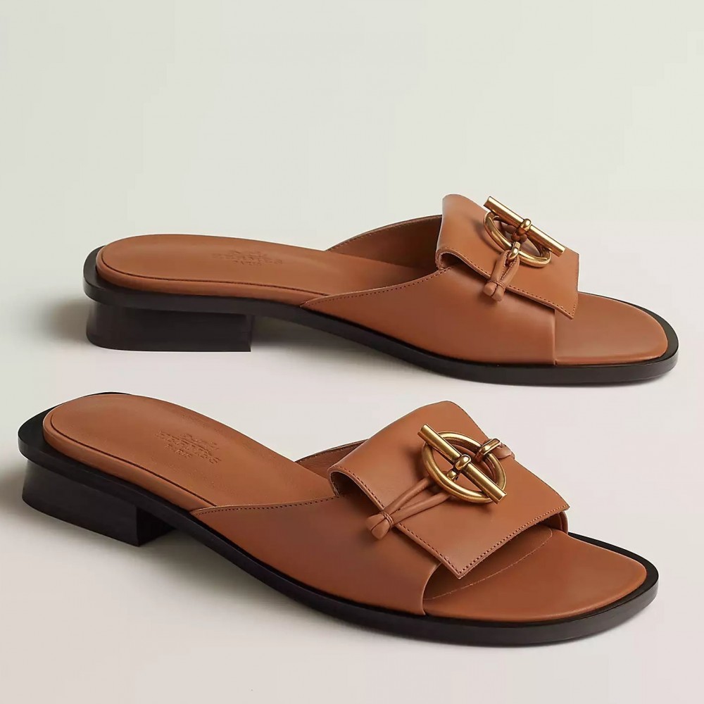 Hermes Isle Sandals in Brown Leather TDSS13469