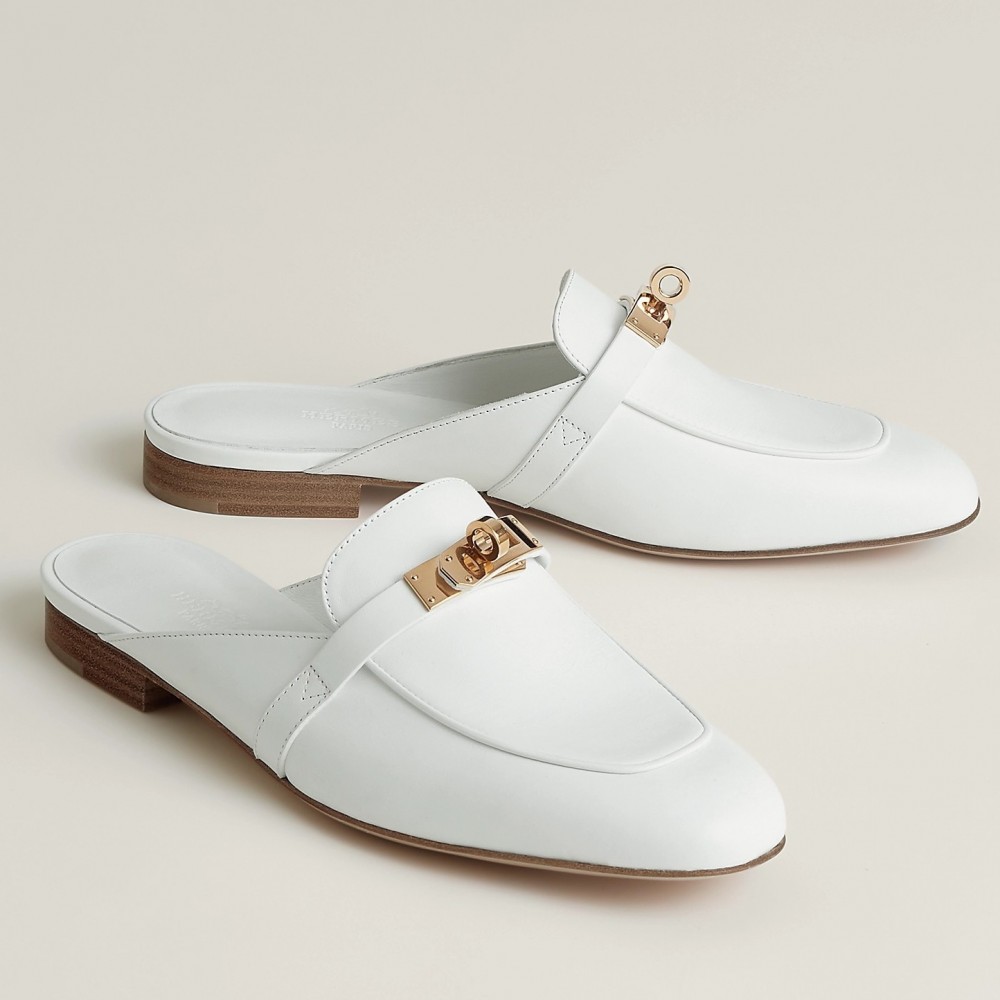 Hermes Oz Mules in White Calfskin TDSS13472