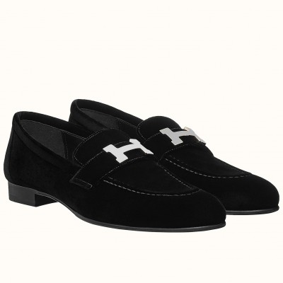 Hermes Paris Loafers In Black Velvet TDSS13479