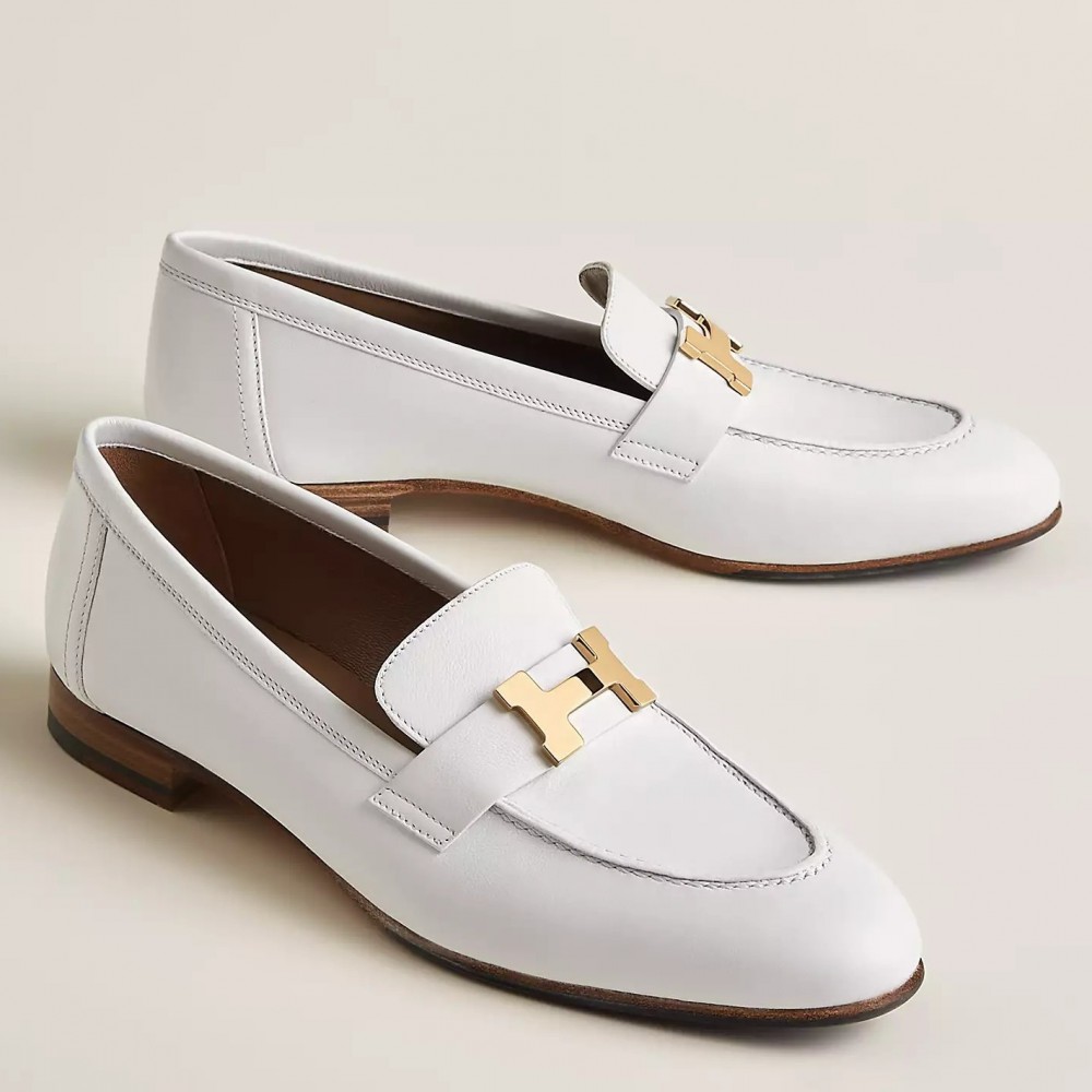 Hermes Paris Loafers in White Goatskin TDSS13483