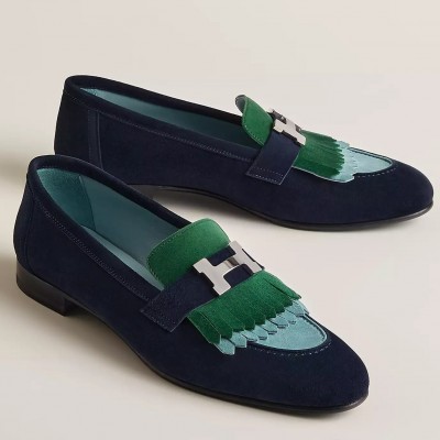 Hermes Royal Loafers in Multicolor Suede Leather TDSS13487