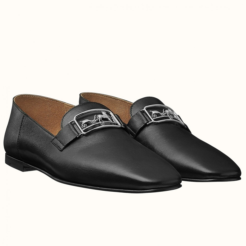 Hermes Time Loafers In Black Goatskin TDSS13490