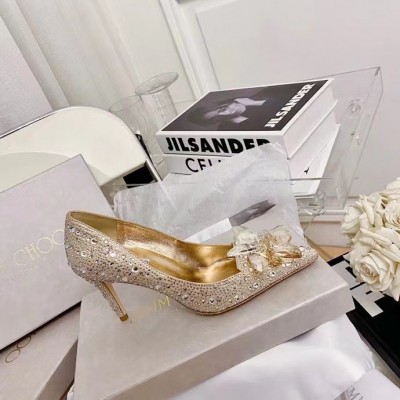 Jimmy Choo Alia 85mm Pumps In Gold Crystal TDSS13491