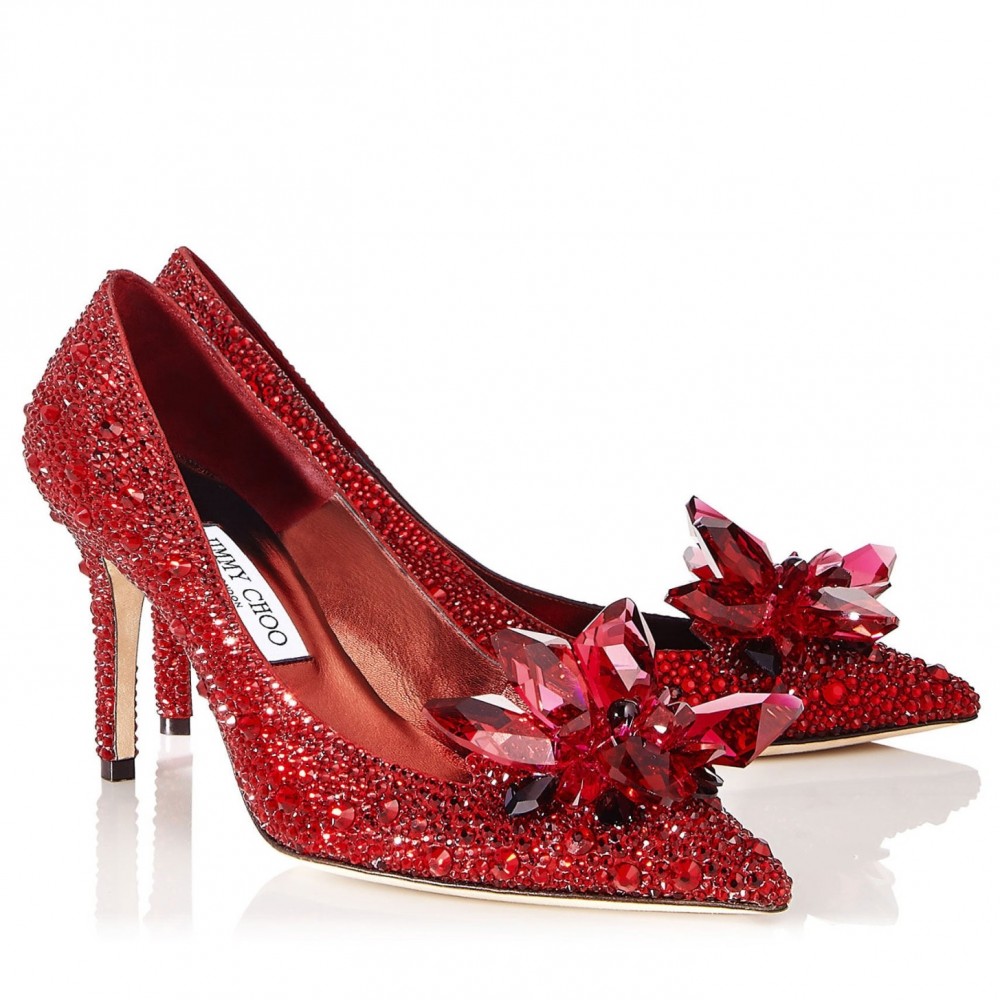 Jimmy Choo Alia 85mm Pumps In Red Crystal TDSS13493