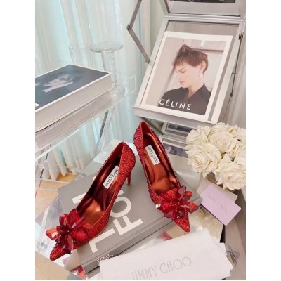 Jimmy Choo Alia 85mm Pumps In Red Crystal TDSS13493