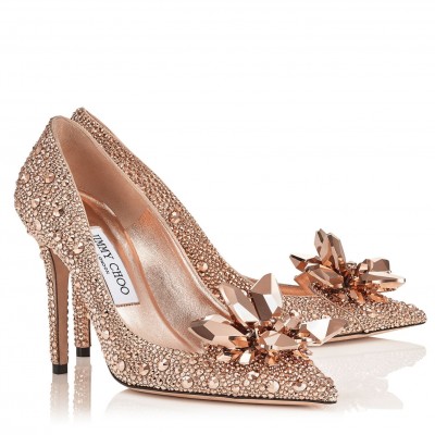 Jimmy Choo Avril 100mm Pumps In Gold Crystal TDSS13500