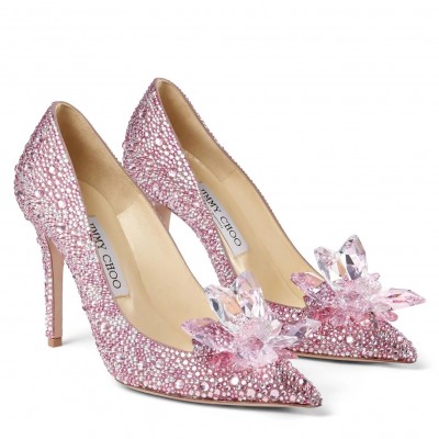 Jimmy Choo Avril 100mm Pumps In Pink Crystal TDSS13501