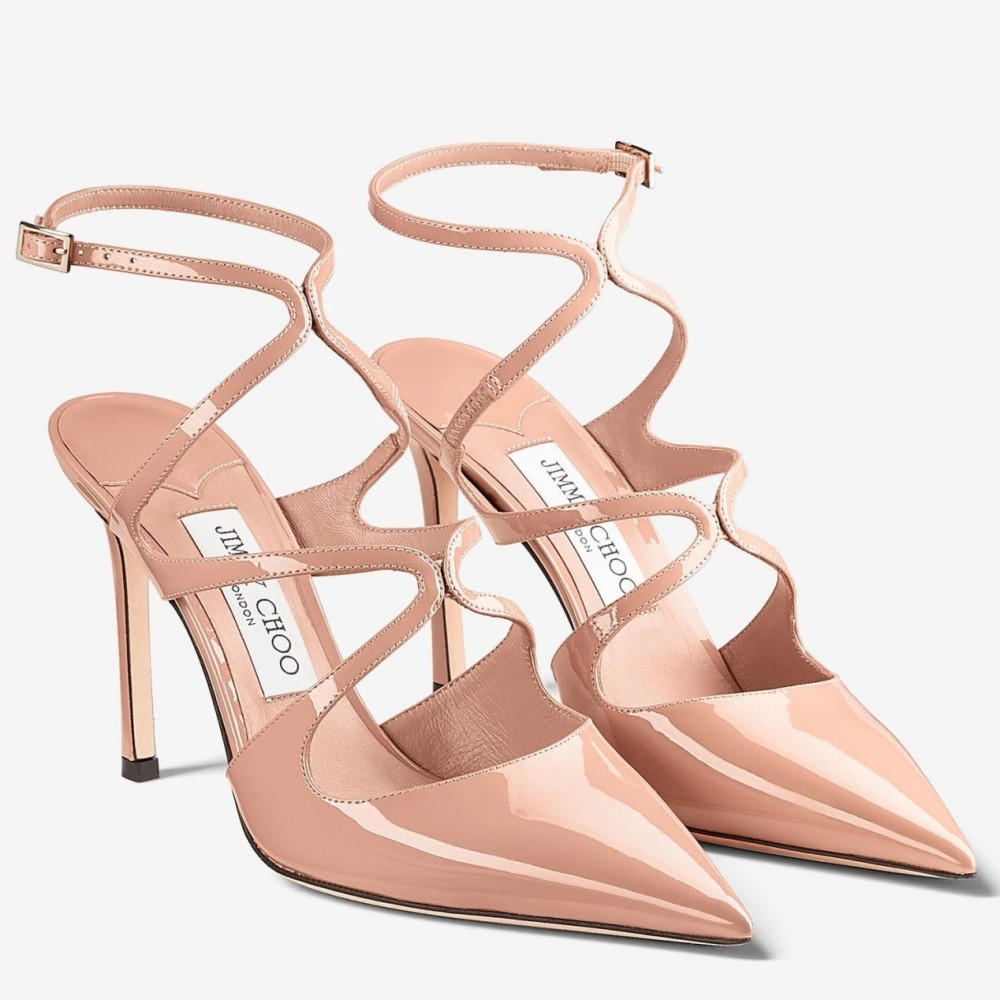 Jimmy Choo Azia Pumps 95mm in Nude Patent Leather TDSS13508