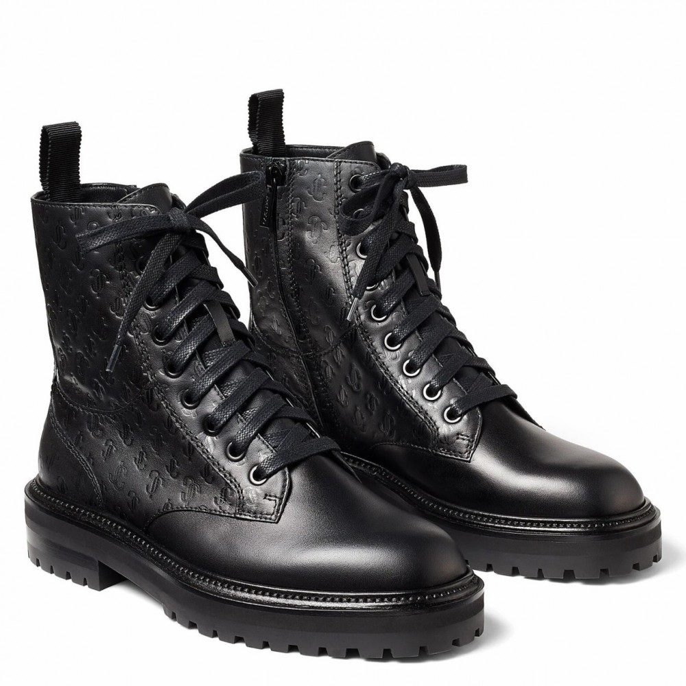 Jimmy Choo Cora Flat Combat Boots In Black Leather TDSS13517