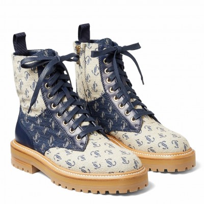 Jimmy Choo Cora Flat Combat Boots In Monogram Jacquard TDSS13519