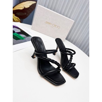 Jimmy Choo Diosa 90 Sandals In Black Nappa Leather TDSS13520