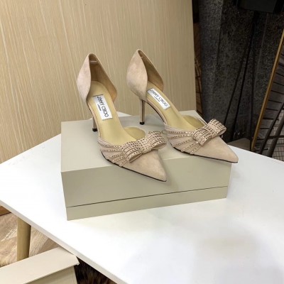 Jimmy Choo Kaitence 85mm Pumps In Beige Suede Leather TDSS13532