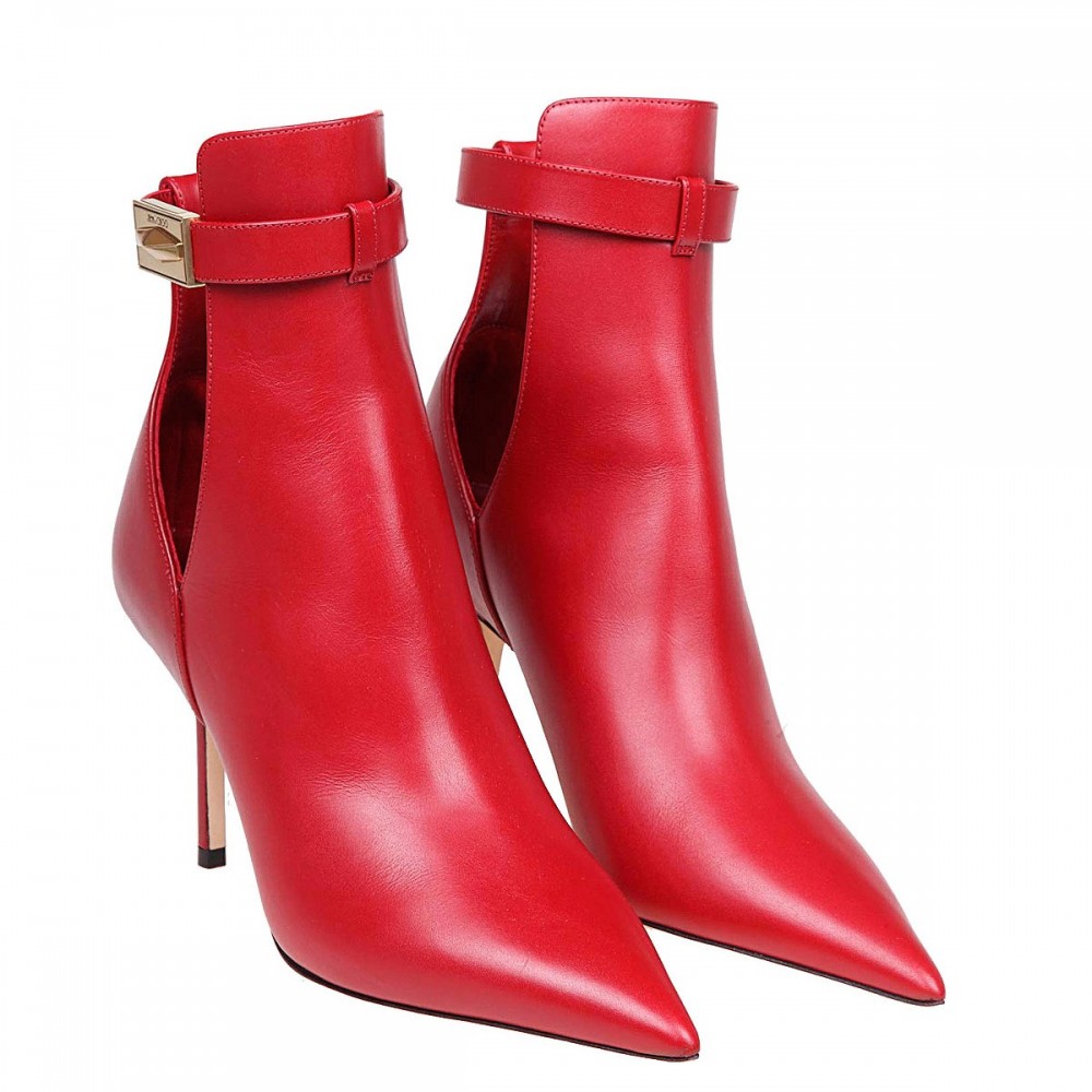 Jimmy Choo Nell Ankle Boots 85mm in Red Leather TDSS13550