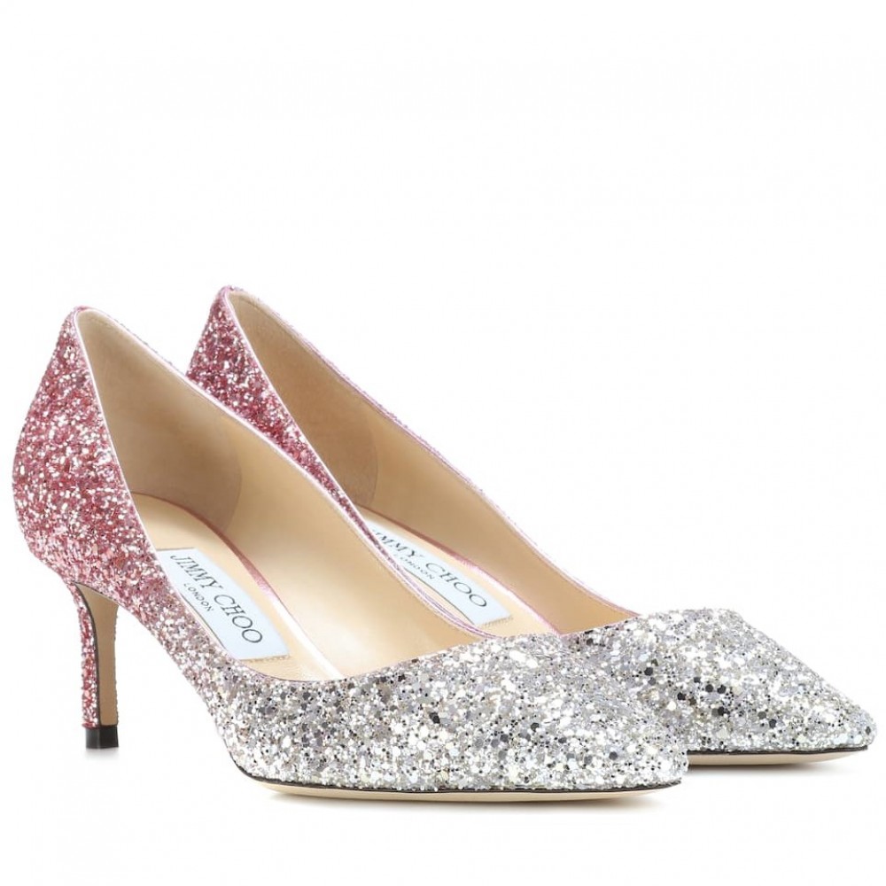 Jimmy Choo Romy 60mm Pumps In Silver and Red Glitter TDSS13557